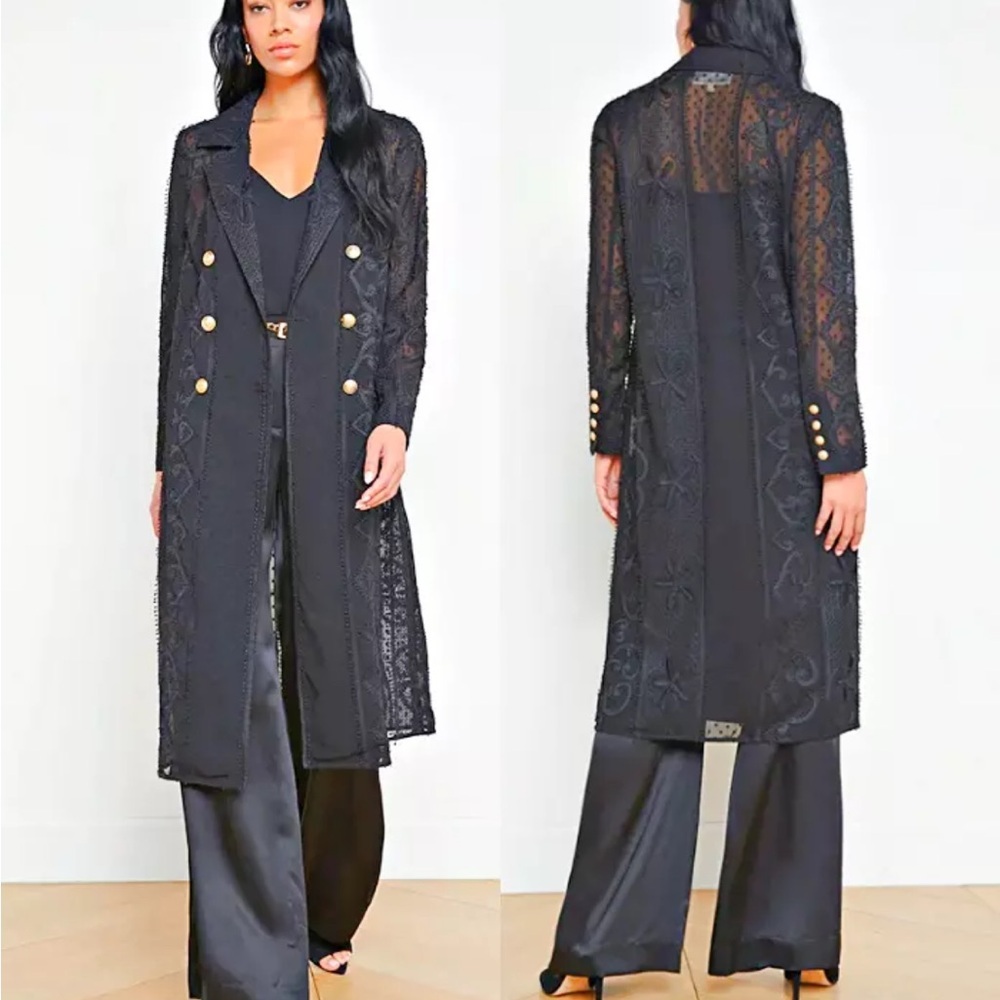 NWT L'Agence Dottie Lace Trench Duster Summer Topper Coat in Black sz M
$995 - Picture 2 of 7